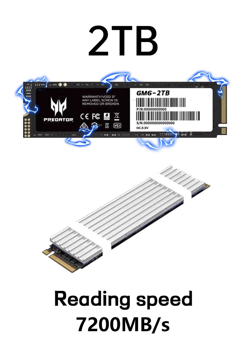 بريداتور - 2 تيرابايت 7200 ميجابايت / ثانية SSD PCIe NVMe Gen4 M.2 2280 ، محركات أقراص صلبة داخلية ، متوافقة مع PS5 ، كمبيوتر مكتبي ، كمبيوتر محمول ، بما في ذلك غرفة التبريد وأدوات التفكيك وتعليمات التثبيت - Image 1