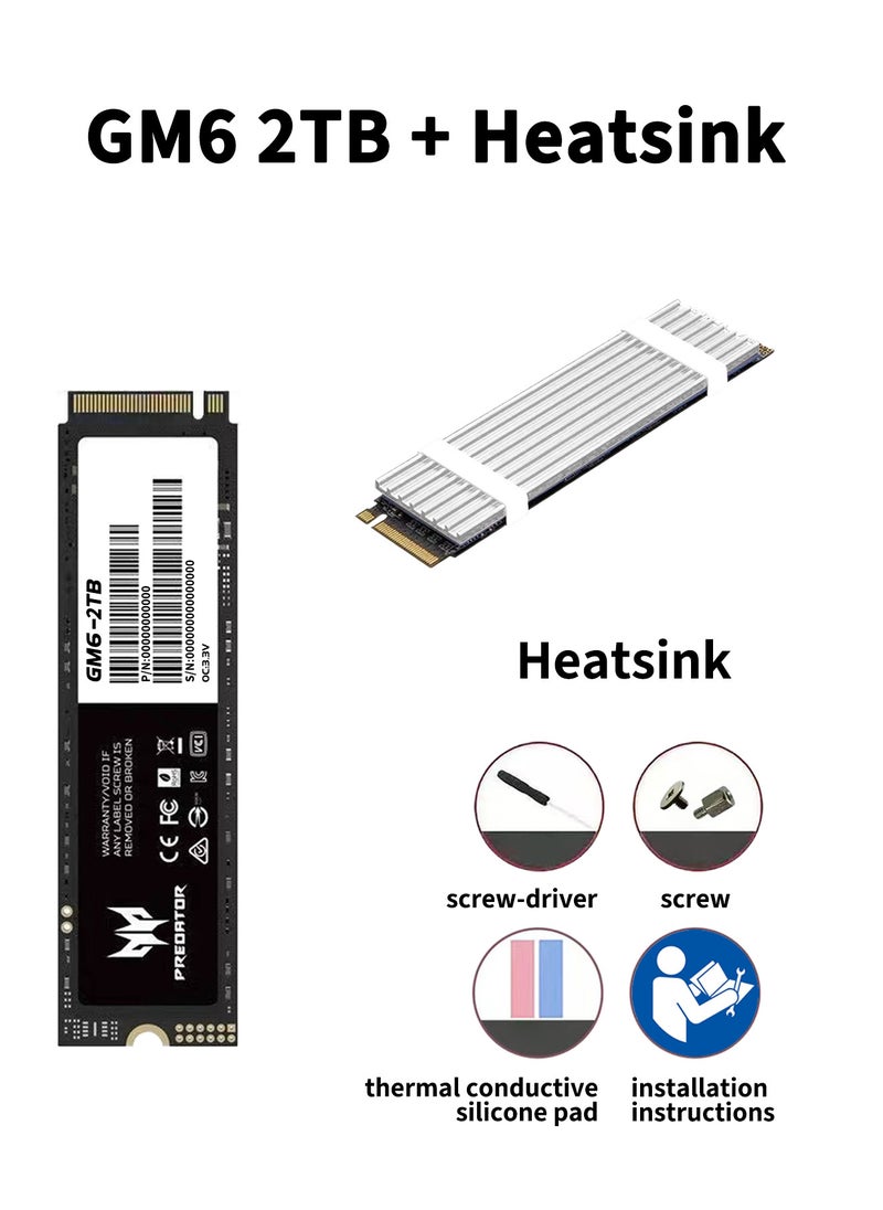 بريداتور - 2 تيرابايت 7200 ميجابايت / ثانية SSD PCIe NVMe Gen4 M.2 2280 ، محركات أقراص صلبة داخلية ، متوافقة مع PS5 ، كمبيوتر مكتبي ، كمبيوتر محمول ، بما في ذلك غرفة التبريد وأدوات التفكيك وتعليمات التثبيت - Image 1