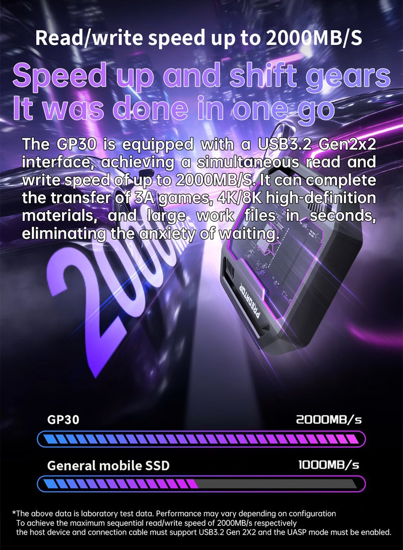 Predator SSD External Hard Drive 1TB Portable SSD, Solid State Drive, Featuring 7-color RGB lighting effects, 2000MB read/write speed per second, and an esports style mobile SSD - Image 4