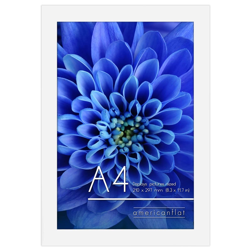Americanflat A4 Picture Frame in White - Engineered Wood with Shatter Resistant Glass - Horizontal and Vertical Formats for Wall and Tabletop - 8.3 x 11.7 in