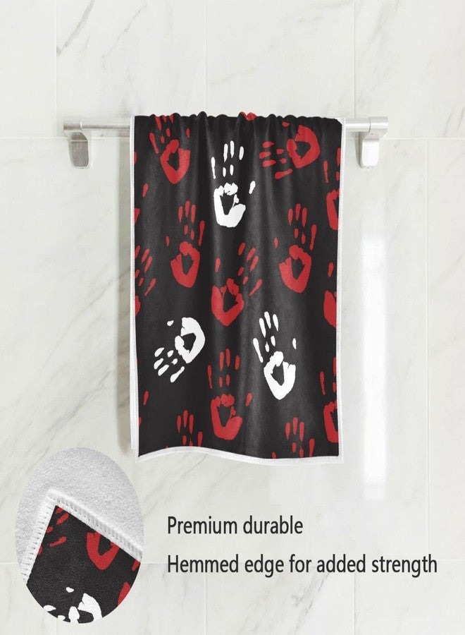Pfrewn Halloween Red Bloody Hands Towels Hand Bathroom Towels 16x30 in Black Scary Bloody Zombie Hand Soft Absorbent Small Bath Towel Kitchen Dish Guest Towel Fall Autumn Halloween Day Decor Gifts - Image 2