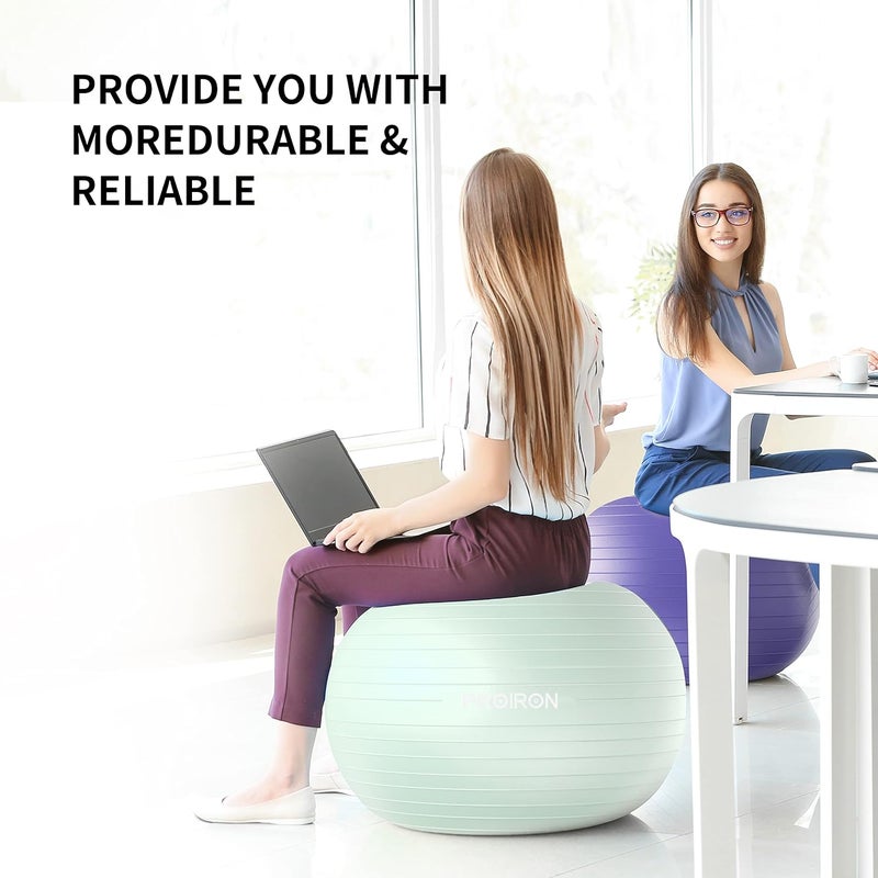 Cyber Exercise Ball Anti-Burst Yoga Ball Chair with Quick Pump Slip Resistant Gym Ball Supports 500KG Balance Ball for Pilates Yoga Birthing Pregnancy Stability Gym Workout Training, 65cm - Green - Image 5