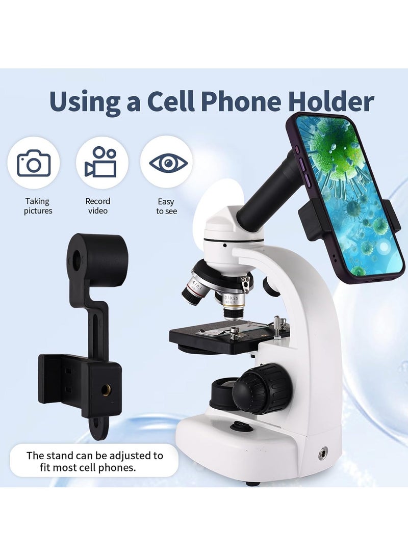 جوبيلين مجهر للكبار والصغار، مجهر مركب عالي الطاقة 40X-2000X للكبار والصغار، مجهر مركب عالي الطاقة للطلاب والمختبر المدرسي والتعليم المنزلي، مزود بمجموعة شرائح وحامل هاتف - Image 5