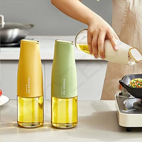 DOZERA Oil and Vinegar Dispenser Glass Bottle 500ml with Gravity Automatic Opening and Closing lid Weighted Pourer Oil Dispenser Bottle for Kitchen (Multicolor, Pack of 1) (500ml Glass Oil Bottle) - Image 1