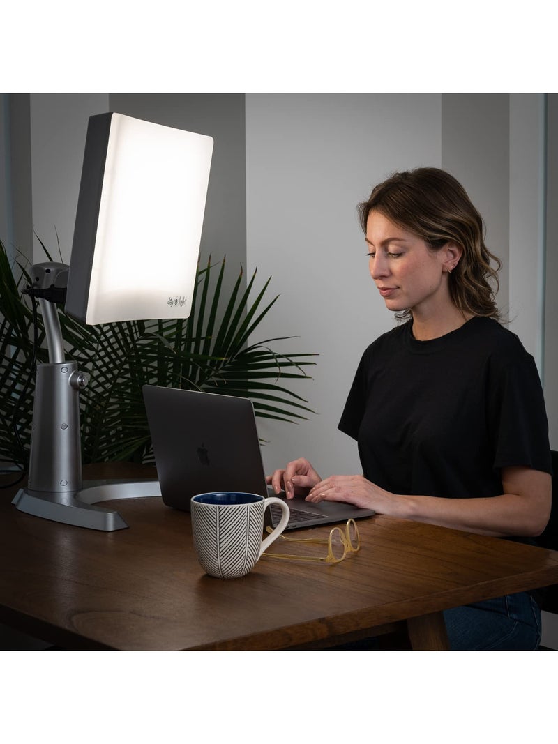 Carex Day-Light Classic Plus Sunlight Therapy Lamp - 10000 LUX Therapy Lamp at 12 Inches, LED Bright White Light with Adjustable Height and Brightness Levels for Mood, White - Image 4