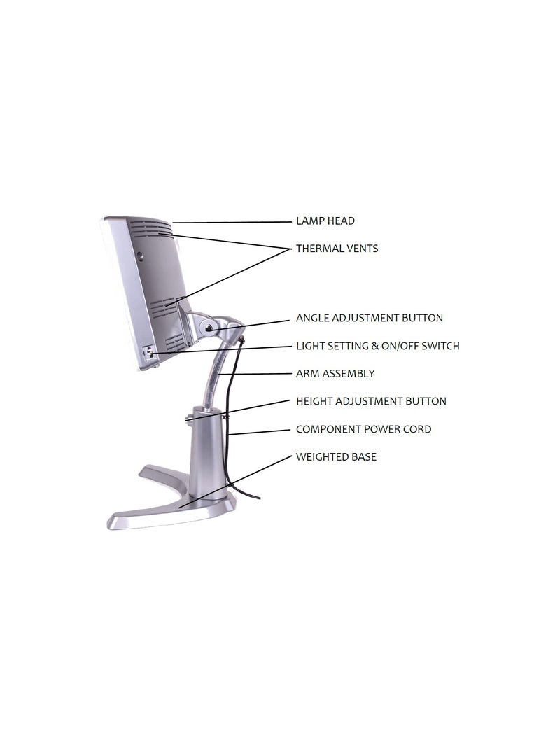 Carex Day-Light Classic Plus Sunlight Therapy Lamp - 10000 LUX Therapy Lamp at 12 Inches, LED Bright White Light with Adjustable Height and Brightness Levels for Mood, White - Image 5