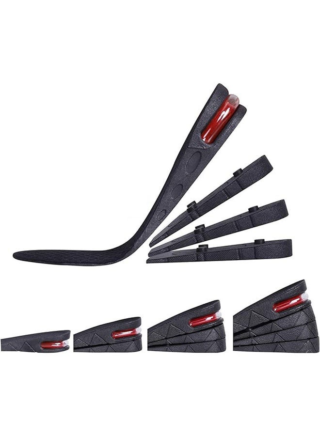 1 Pair Height Increase Boot Pad 4 Layers Shoe Insoles with Air Cushion Elevator Shoe Insole Lifts Kits, Black, One Size - Image 1