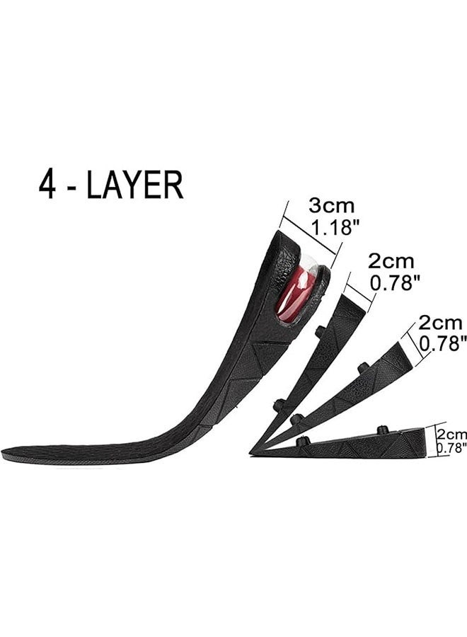1 Pair Height Increase Boot Pad 4 Layers Shoe Insoles with Air Cushion Elevator Shoe Insole Lifts Kits, Black, One Size - Image 2