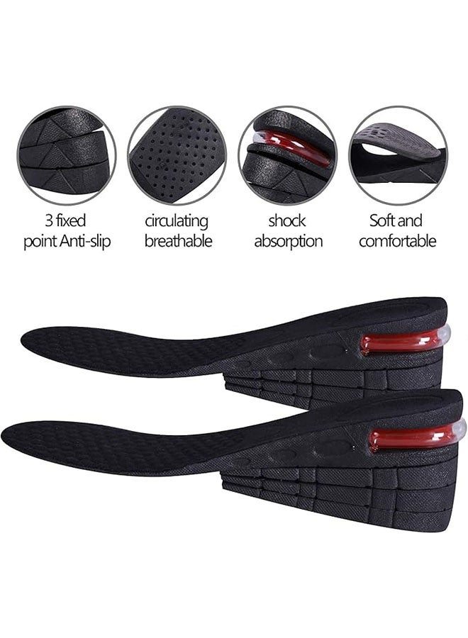 1 Pair Height Increase Boot Pad 4 Layers Shoe Insoles with Air Cushion Elevator Shoe Insole Lifts Kits, Black, One Size - Image 3