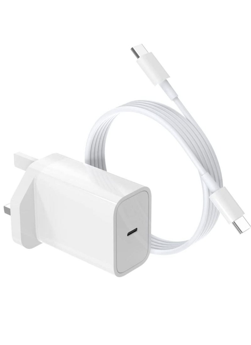 Phone Planet - USB C Super Fast Charger, 25W PD Wall Charger Fast Charging for Samsung Galaxy S21/S21+/S21 Ultra/S20/S20+/S20 Ultra/Note 20/Note 20 Ultra/Note 10/Note10+, 3.3ft USB-C to USB-C Fast Charging Cable - Image 1