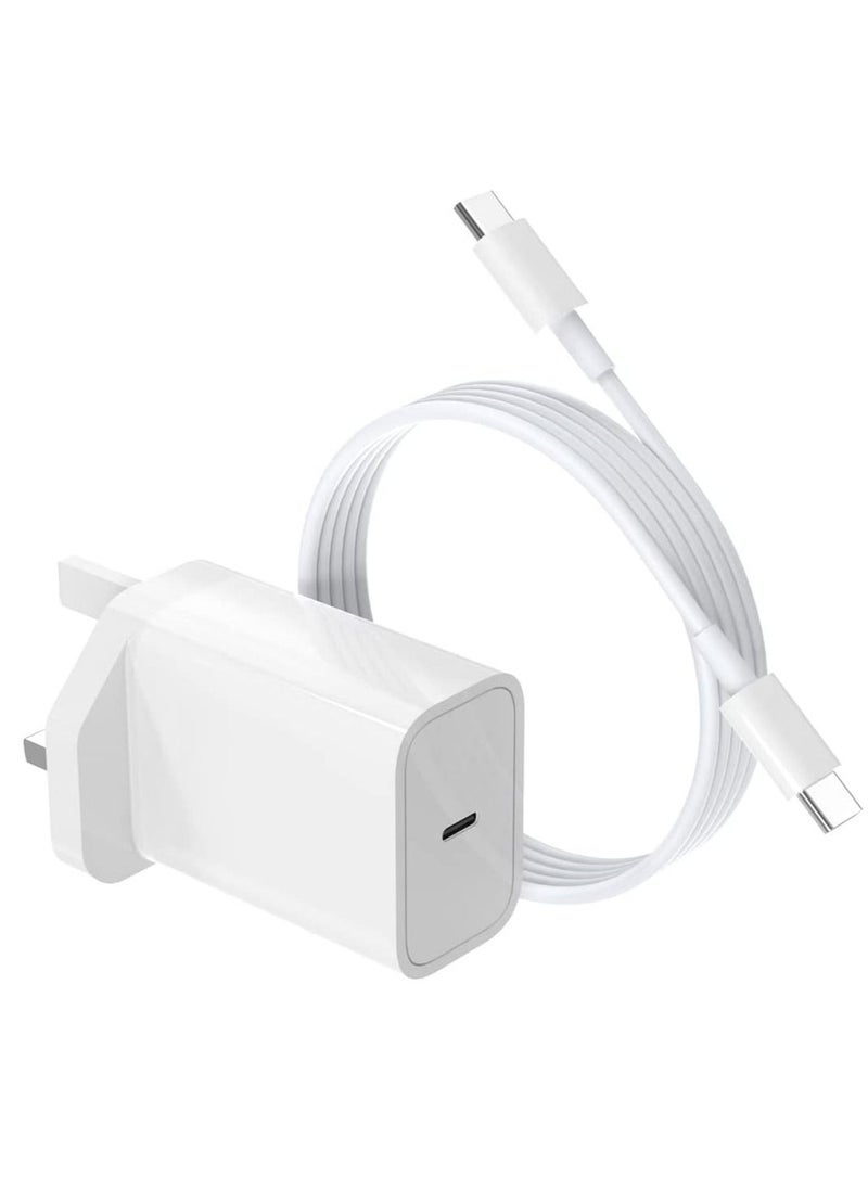 Phone Planet - USB C Super Fast Charger, 25W PD Wall Charger Fast Charging for Samsung Galaxy S21/S21+/S21 Ultra/S20/S20+/S20 Ultra/Note 20/Note 20 Ultra/Note 10/Note10+, 3.3ft USB-C to USB-C Fast Charging Cable - Image 1