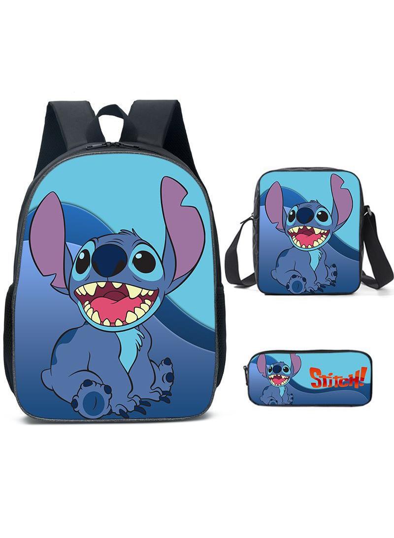 general 3-Piece Cartoon Stitch 3D Print Backpack Set - Image 1