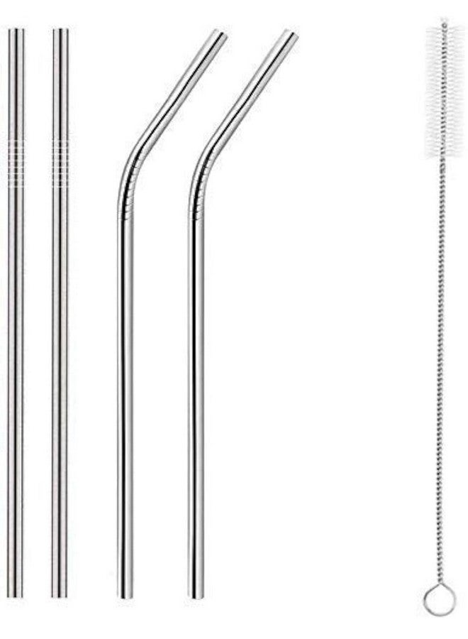ANTIL'S ANTIL'S Reusable Stainless Steel Drinking Straw Sipper (2 Straight Straw + 2 Bent Straw & 1 Straw Cleaning Bush)  - Image 1