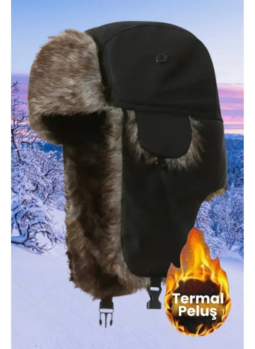 Tezzgelsin Unisex Thermal Plush Fur Pilot Hat