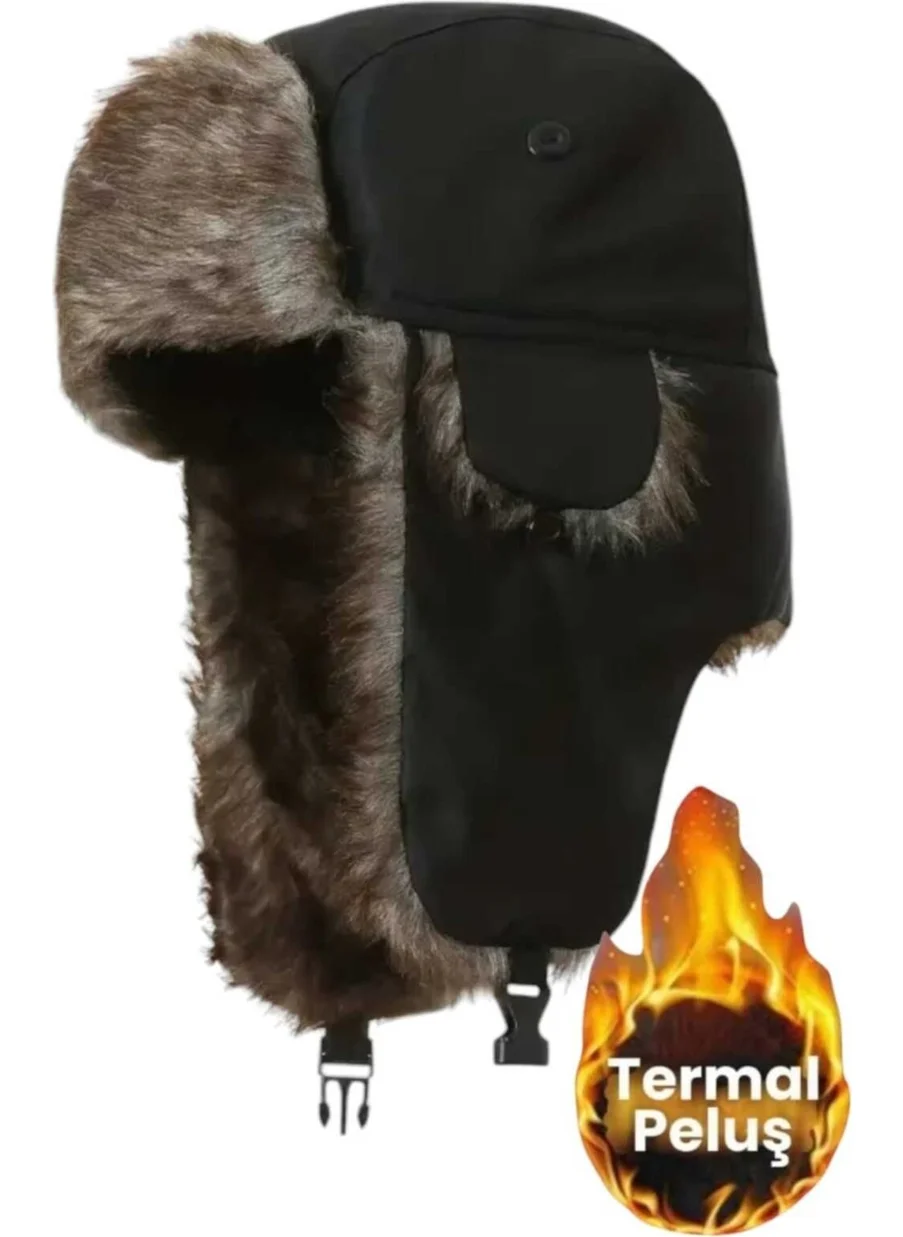Tezzgelsin Unisex Thermal Plush Fur Pilot Hat
