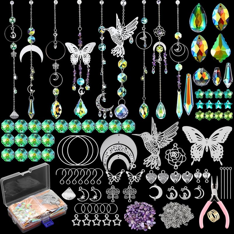 Geelin 400 pcs DIY Suncatchers Sun Catchers Making Supplies Craft for Adults Hanging Prism Sun Catcher with Crystal for Decorating Indoor Window Home Wedding Outdoor Garden - Image 1