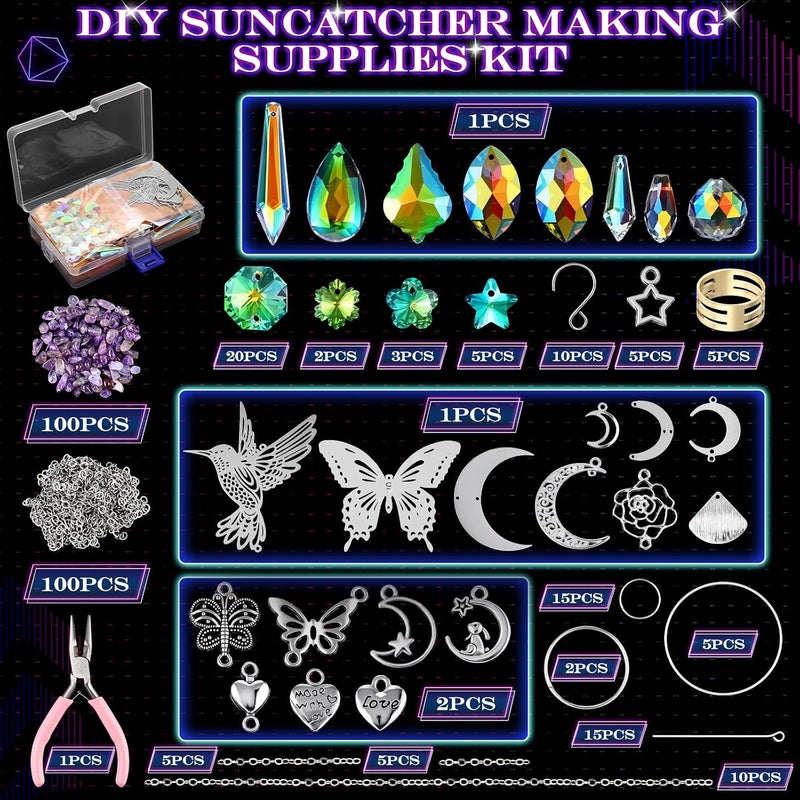 Geelin 400 pcs DIY Suncatchers Sun Catchers Making Supplies Craft for Adults Hanging Prism Sun Catcher with Crystal for Decorating Indoor Window Home Wedding Outdoor Garden - Image 3