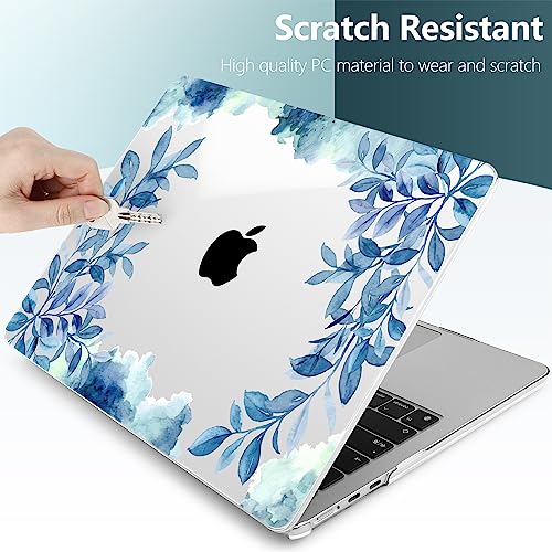 TWOLSKOO for MacBook Air 15 inch Case 2026 2025 2024 2023 Release M5 A3448 M4 A3241 M3 A3114 M2 A2941, Plastic Hard Shell & Screen Protector & Keyboard Cover & Trackpad Film, Blue Floral - Image 4