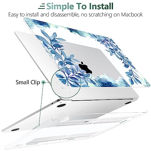 TWOLSKOO for MacBook Air 15 inch Case 2026 2025 2024 2023 Release M5 A3448 M4 A3241 M3 A3114 M2 A2941, Plastic Hard Shell & Screen Protector & Keyboard Cover & Trackpad Film, Blue Floral - Image 3