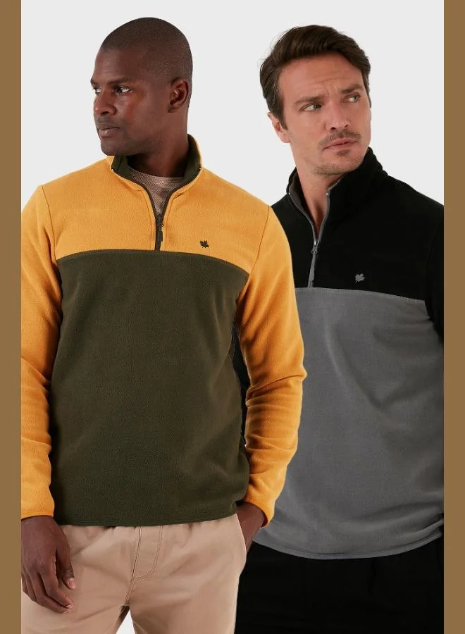 Buratti Regular Fit Anti-Pilling Non-Pilling Standing Collar Raised 2-Pack Polar Men's POLAR 5906016S2