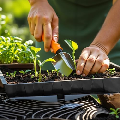 XCRUI 10Pack Seed Starting Trays Strong Plastic Growing Plant Tray Seed Tray Seedling Trays for Greenhouse and Flowers Wheatgrass Sprouting - Image 3