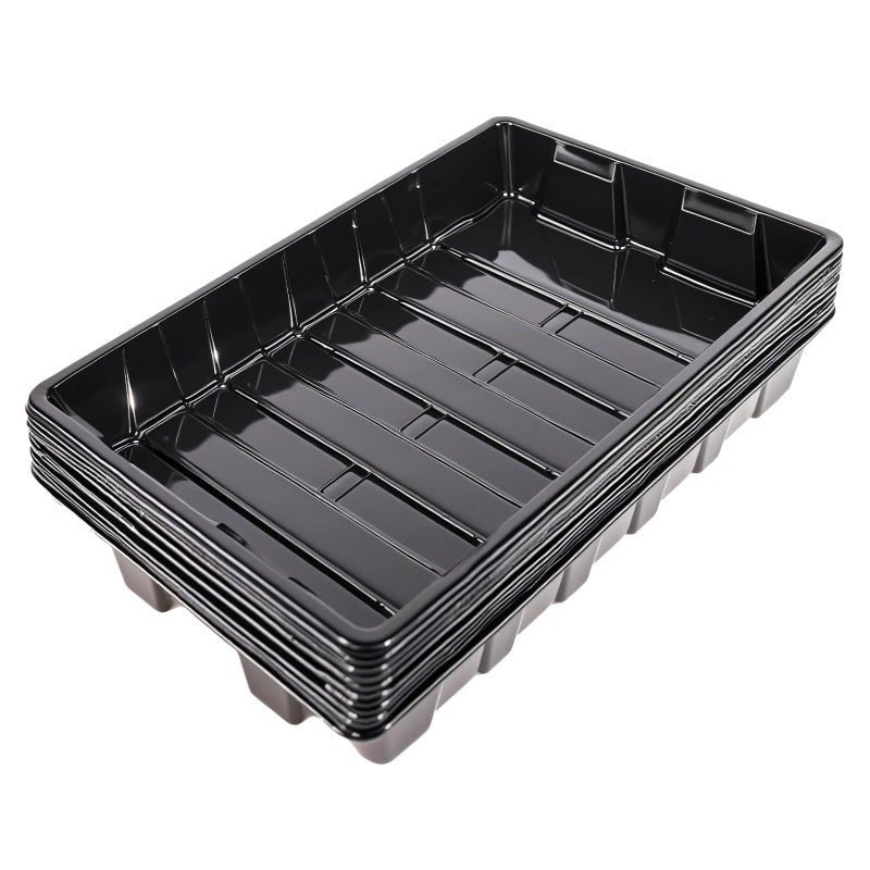 XCRUI 10Pack Seed Starting Trays Strong Plastic Growing Plant Tray Seed Tray Seedling Trays for Greenhouse and Flowers Wheatgrass Sprouting - Image 2