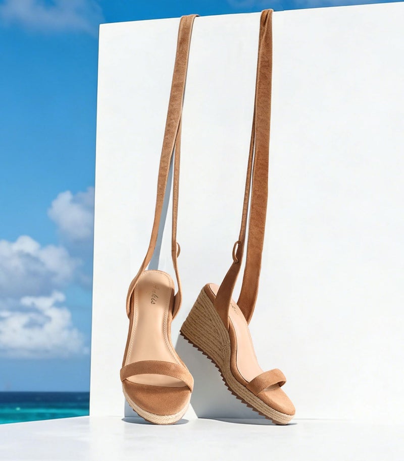 Ankis Women's Espadrilles Wedges Sandals Heels Open Toe Tie Lace Up Cute Ankle Strap Dressy Platform Wedges Sandals - Image 5