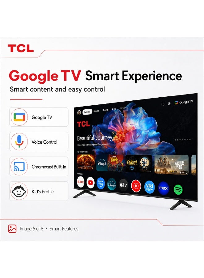 TCL 75P69K 75-Inch 4K Ultra HD Smart Google TV with HDR and Immersive Sound 75P69K Black - Image 4