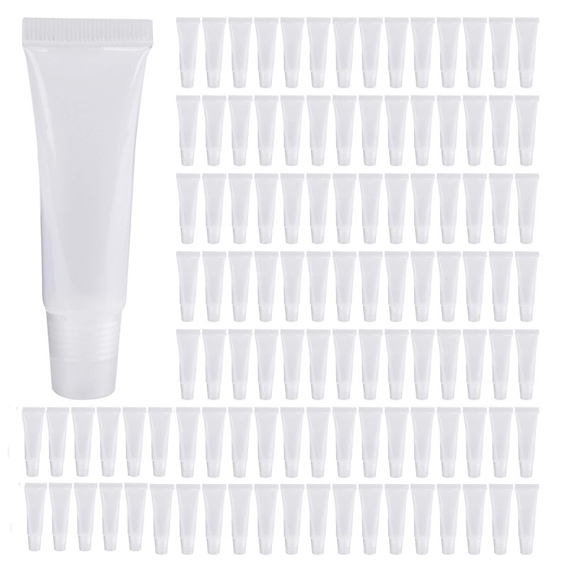 Bekith 100 Pack Empty Lip Gloss Tubes, 10ml Refillable Mini Lip Gloss Balm Container for DIY Lip Gloss Balm, Cosmetic, Clear