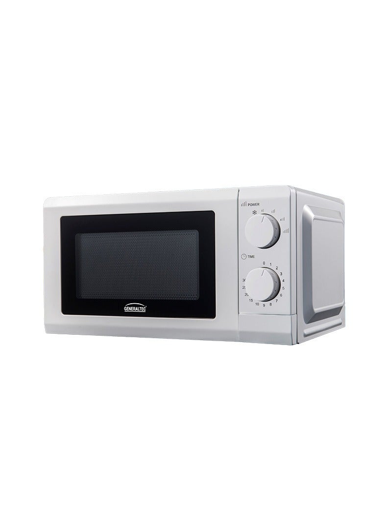 Generaltec 20L Microwave Oven | 700W Power | Defrost Function | Multiple Power Levels | 30-Minute Timer | Glass Turntable | Cooking End Signal | Model GMO20W | 1-Year Warranty 20 L 1100 W GMO20W White