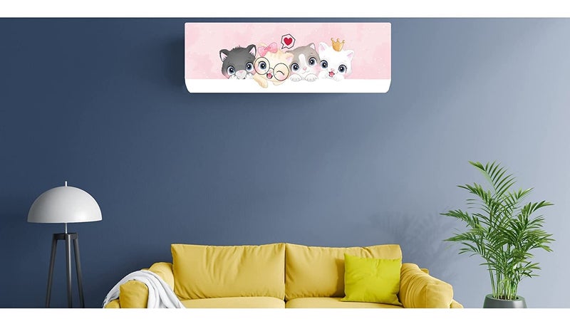 DARSHANAM WORLD Beatiful Designer Ac Cover |Cutest Printed Air Conditioning Dust Cover For Indoor & All Type AC Split Covers |Colorfull Folding Designer Ac Cover (Cute Pink Cats 1 Ton) - Image 5