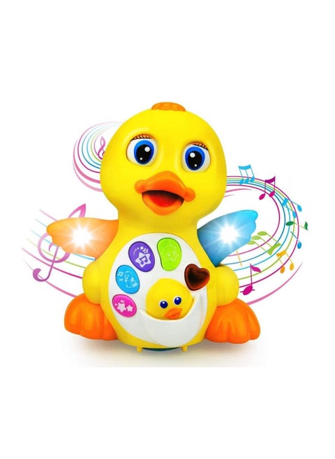 Dancing Walking Yellow Duck Baby Toy with Music and LED Light Up for Infants, Toddler Interactive Learning Development