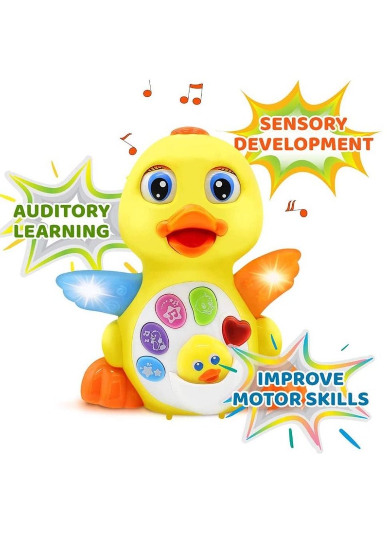 null - Dancing Walking Yellow Duck Baby Toy with Music and LED Light Up for Infants, Toddler Interactive Learning Development - Image 1