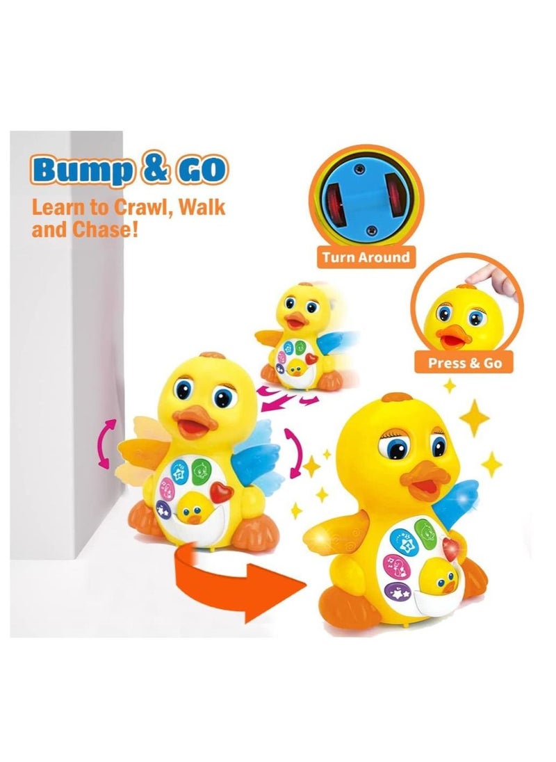 null - Dancing Walking Yellow Duck Baby Toy with Music and LED Light Up for Infants, Toddler Interactive Learning Development - Image 1
