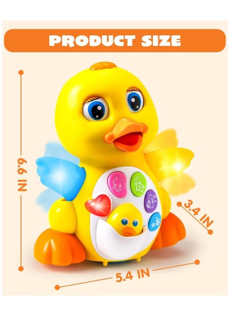 null - Dancing Walking Yellow Duck Baby Toy with Music and LED Light Up for Infants, Toddler Interactive Learning Development - Image 1