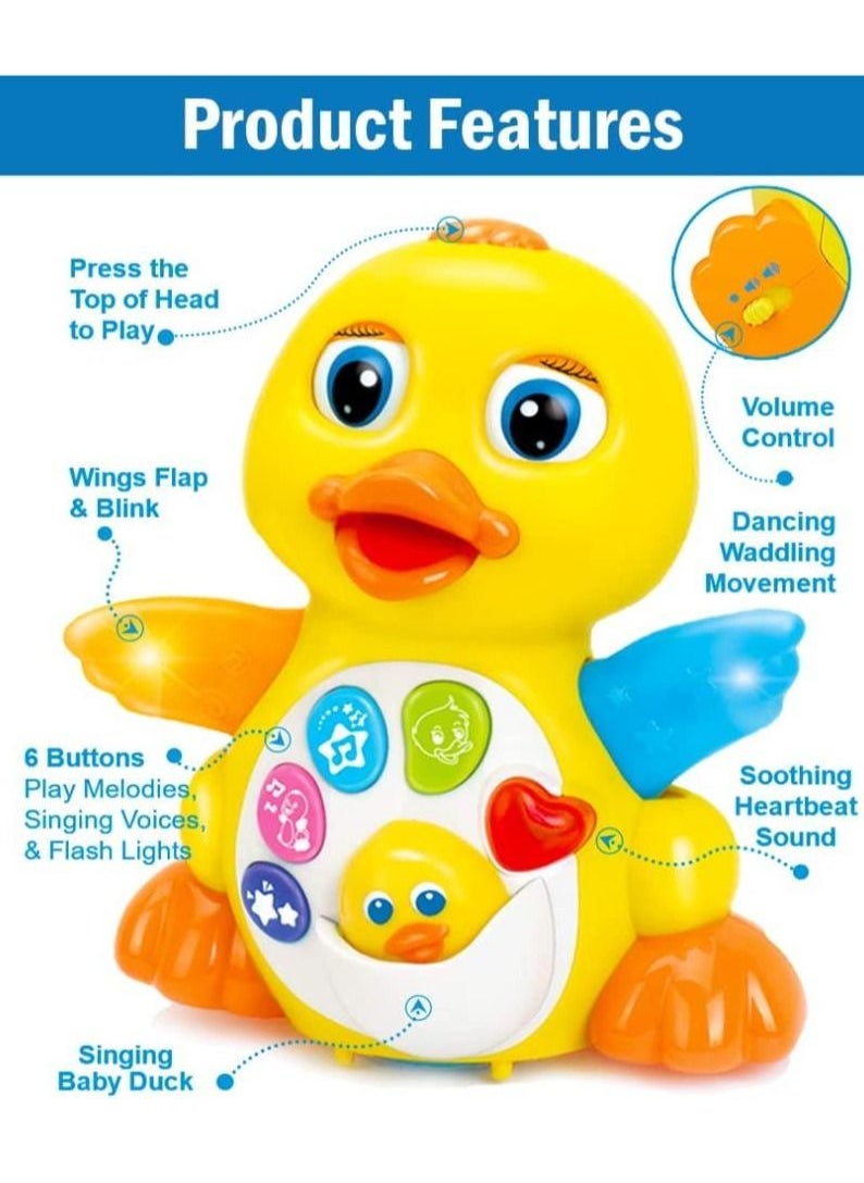 null - Dancing Walking Yellow Duck Baby Toy with Music and LED Light Up for Infants, Toddler Interactive Learning Development - Image 1