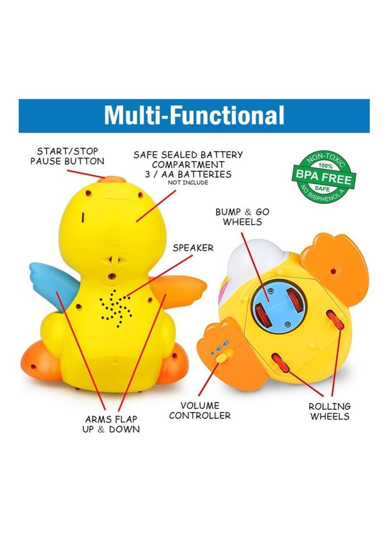 null - Dancing Walking Yellow Duck Baby Toy with Music and LED Light Up for Infants, Toddler Interactive Learning Development - Image 1