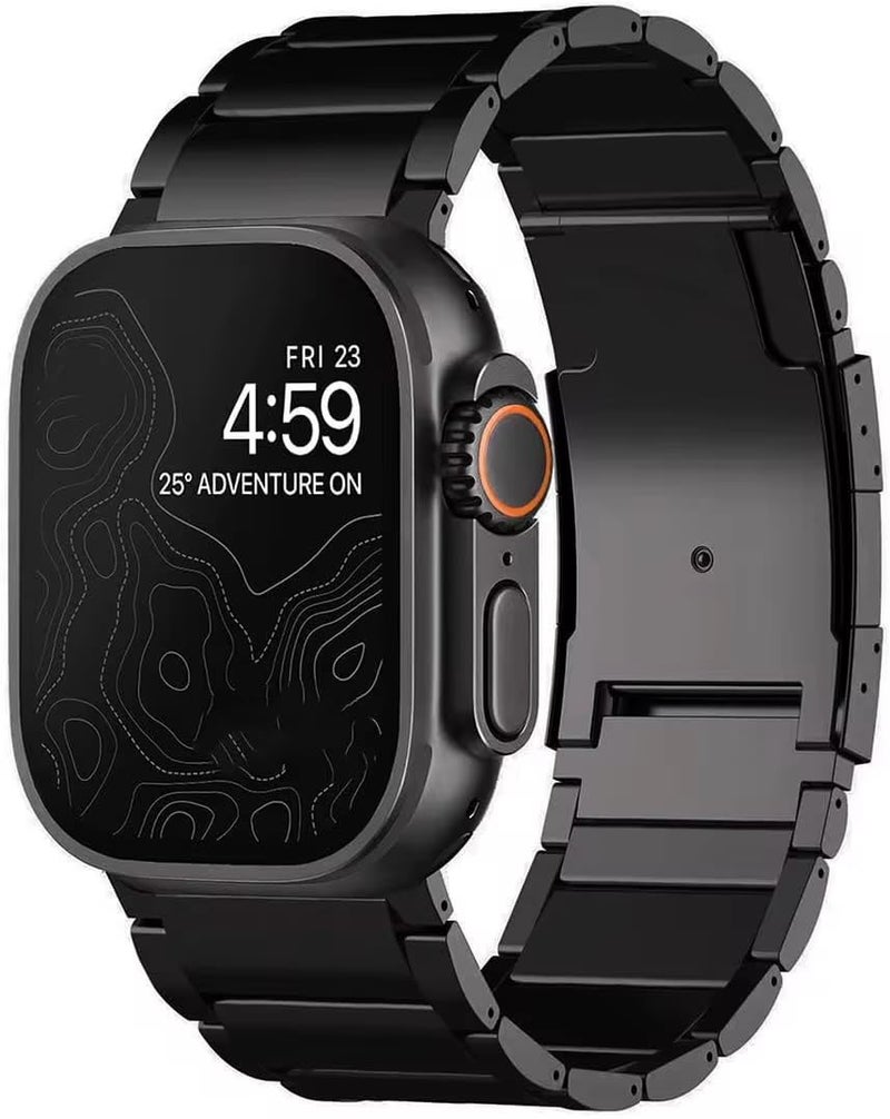 Dado Lightweight Titanium Metal Strap Compatible with Apple Watch Series 10 Ultra 2 Ultra 49/46/45/44/42mm, Double Button Clasp - Image 1
