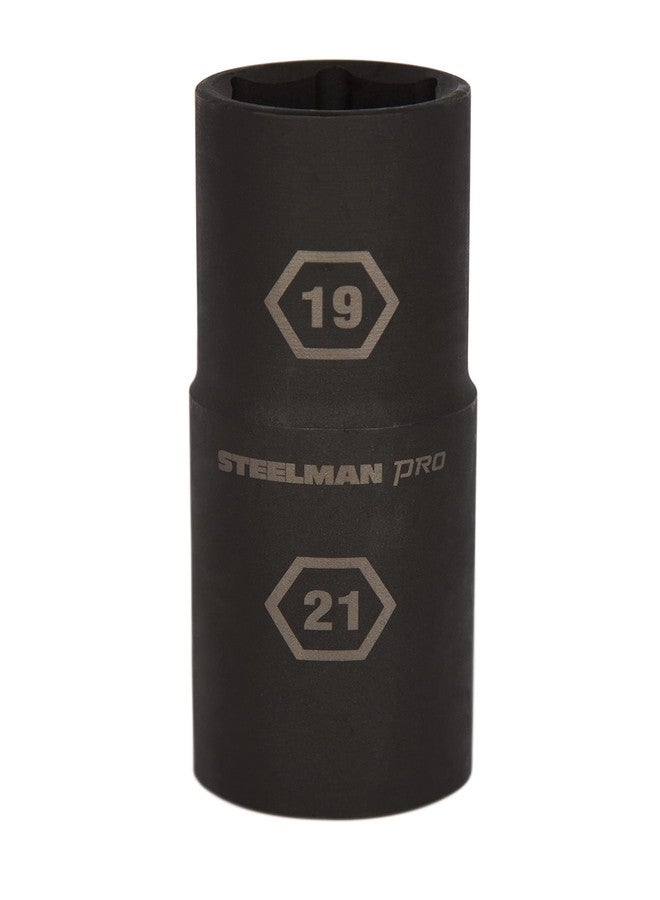 STEELMAN PRO 79400 1/2-Inch Drive 19mm x 21mm 6-Point Thin Wall Impact Flip Socket - Image 1
