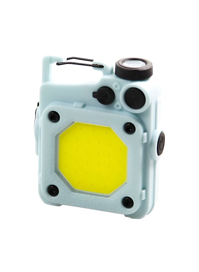 Compact keychain flashlight with strong COB light, USB Type-C rechargeable battery, magnetic base, and 180° foldable stand. Perfect for camping, emergencies, hiking, cycling, and everyday use. - Image 1