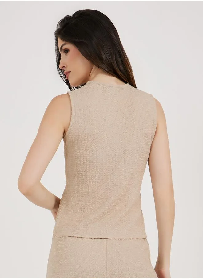 Styli Textured Buttoned Regular Fit Waistcoat