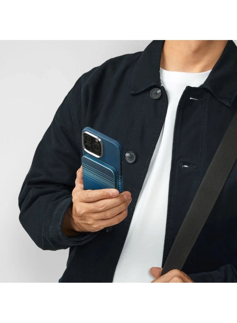 PITAKA Pitaka Aramid Fiber Magnetic Power Bank – Qi2 Certified, 15W Wireless Fast Charging, 5000mAh, Compact, Lightweight & Strong Magnetic Attachment for Phone - Moonrise  - Image 5