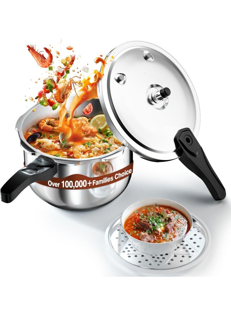 SLIVERS CRIEST Stainless Steel Pressure Cooker(Non-Aluminum), Pressure Cooker with Spring Valve Safeguard Devices, Compatible with Gas & Induction Cooker - Image 1