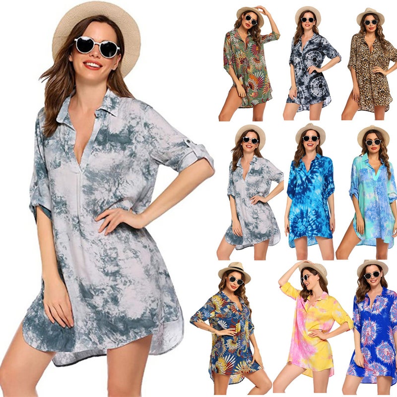 2022 Independent Station New European and American Women's Swimwear Beach Blouse Shirt Bikini Swimsuit Beach Skirt 2 black XXL - Image 2