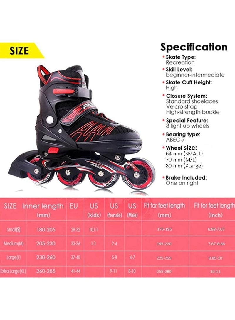 LIMOS Skating Shoes for Kids and Adults Professional 8 Lighting Wheel Comfort roller Skate(Red) - Image 2
