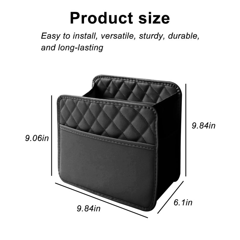 Mandark Car Seat Back Organizer, PU Leather Automotive Backseat Hanging Storage Pocket, Multipurpose Vehicle Travel Essentials Accessories for Kids & Adults, Universal for Most Carsï¼ˆBlackï¼‰ - Image 2