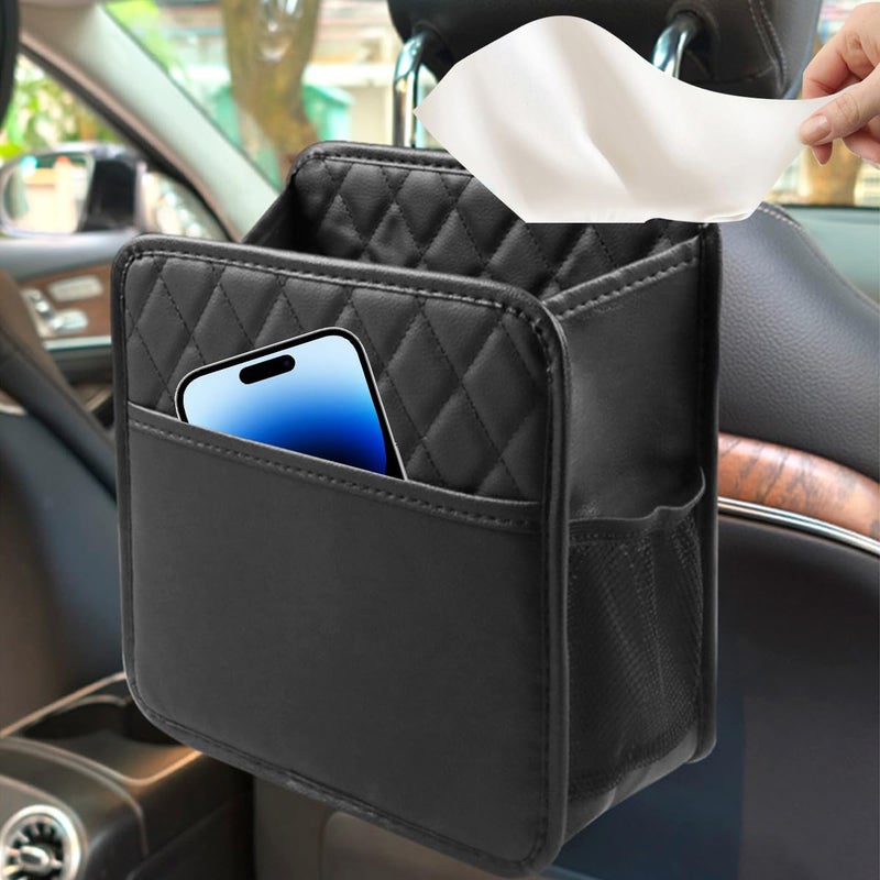 Mandark Car Seat Back Organizer, PU Leather Automotive Backseat Hanging Storage Pocket, Multipurpose Vehicle Travel Essentials Accessories for Kids & Adults, Universal for Most Carsï¼ˆBlackï¼‰ - Image 3