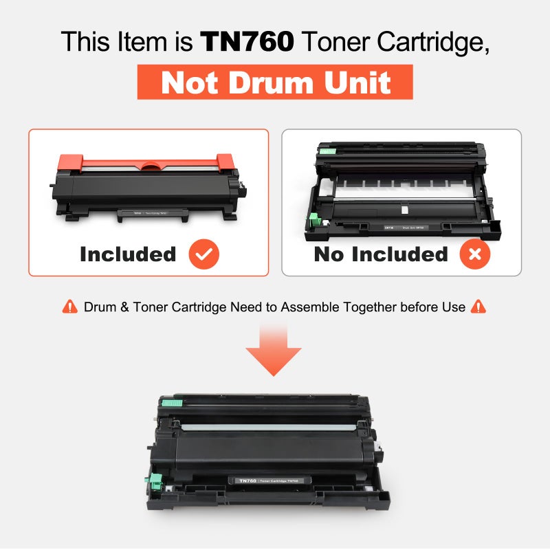 v4ink TN760 Toner Compatible Replacement for Brother TN760 TN-760 TN730 TN770 Toner Cartridge Black for Brother Printer HL L2350DW L2370DW L2390DW L2395DW MFC L2690DW L2710DW L2717DW L2750DW 2-Pack - Image 5