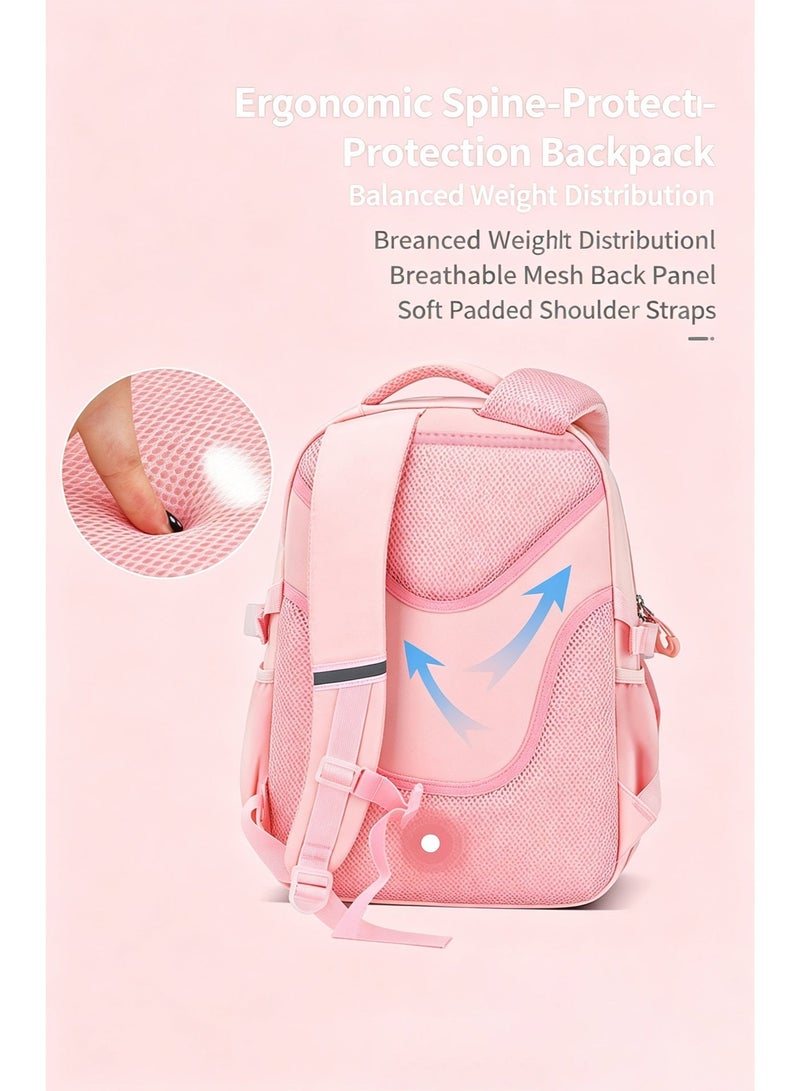 YZMA GLOBAL Girls' School Backpack Book Bag | Cute Design with Compartments for Teen Girls & Kids | Elementary School Bag with Pendant - Image 3