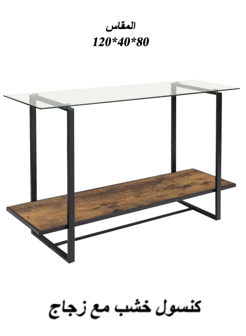 Living Console Table Entryway With Glass Top  120*40*80 CM - Image 1